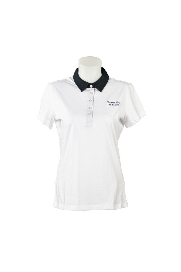 Polo Blanc Col Marine