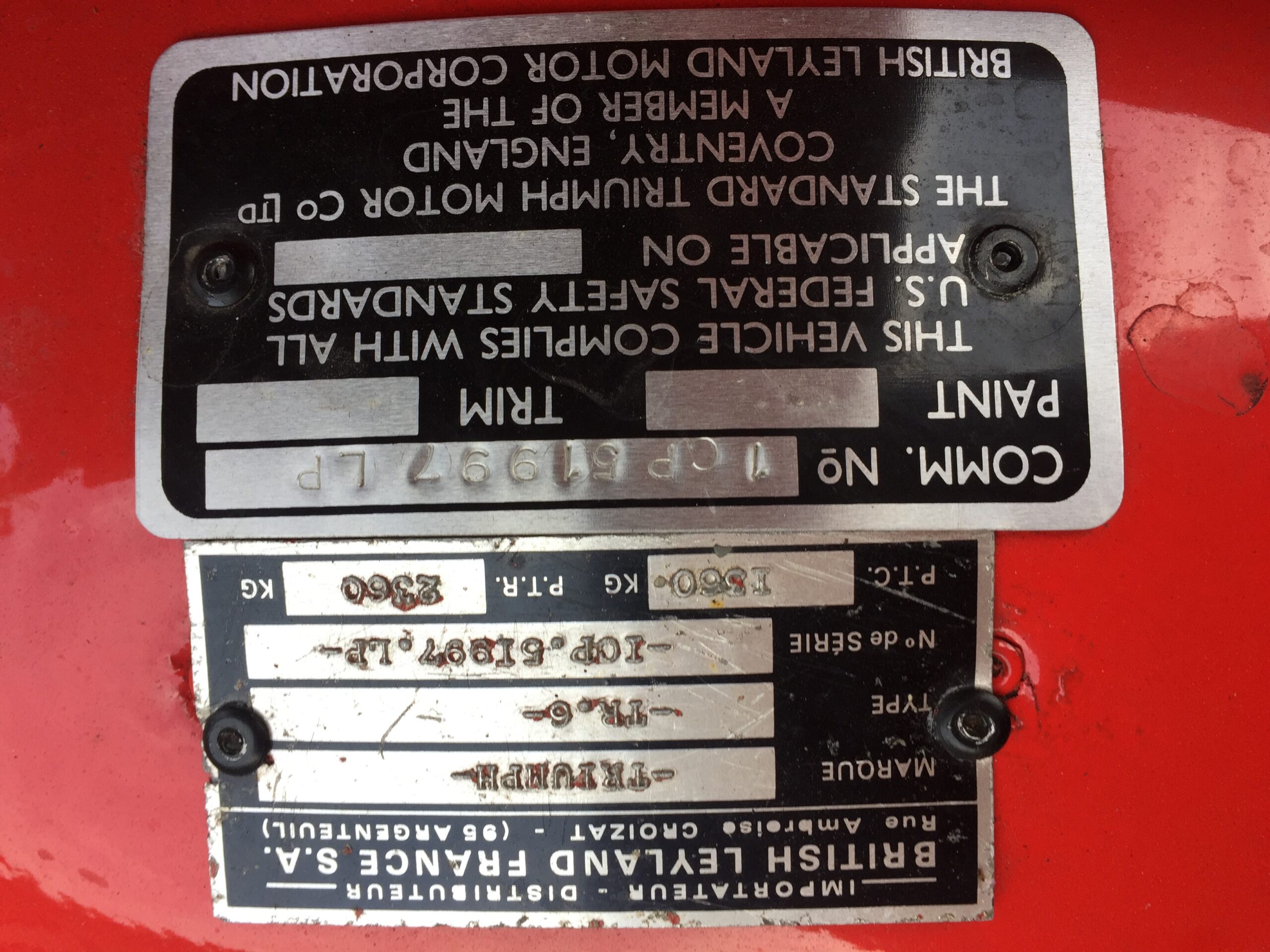 TR6 PI avec overdrive de juin 1972